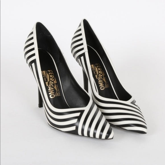 Salvatore Ferragamo Shoes - 𝅺NWT|SALVATORE Ferragamo|Women Susi Graph Leather Pumps-Black White -Size US 6